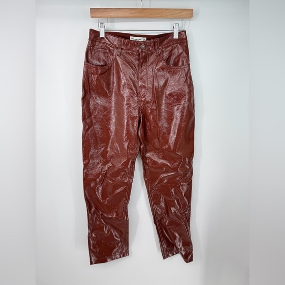 Abercrombie and Fitch Faux Leather High Rise Straight Leg Pants - Picture 1 of 3